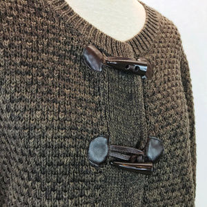 Caslon Brown Chunky Knit Toggle Cotton Sweater M